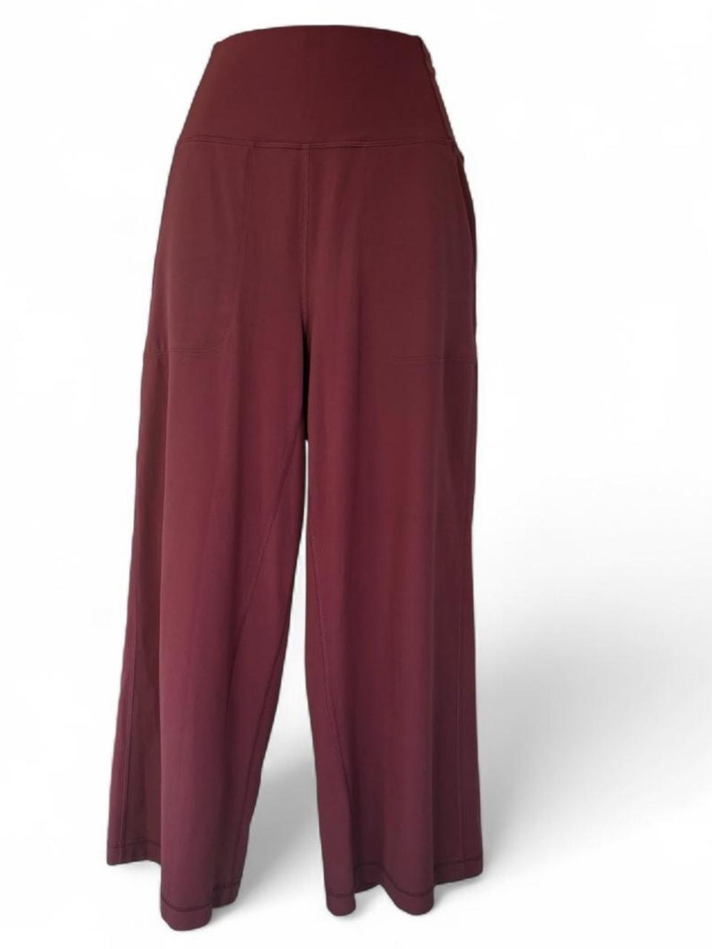 Lululemon align wide leg crop pants 8 burgundy stretch pull on high waisted red